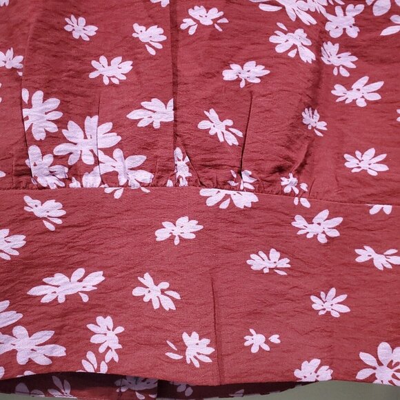 NWT Madewell Button Front V-Neck Cropped Long-Sleeved Cabernet Floral Top Sz XS - Picture 13 of 13
